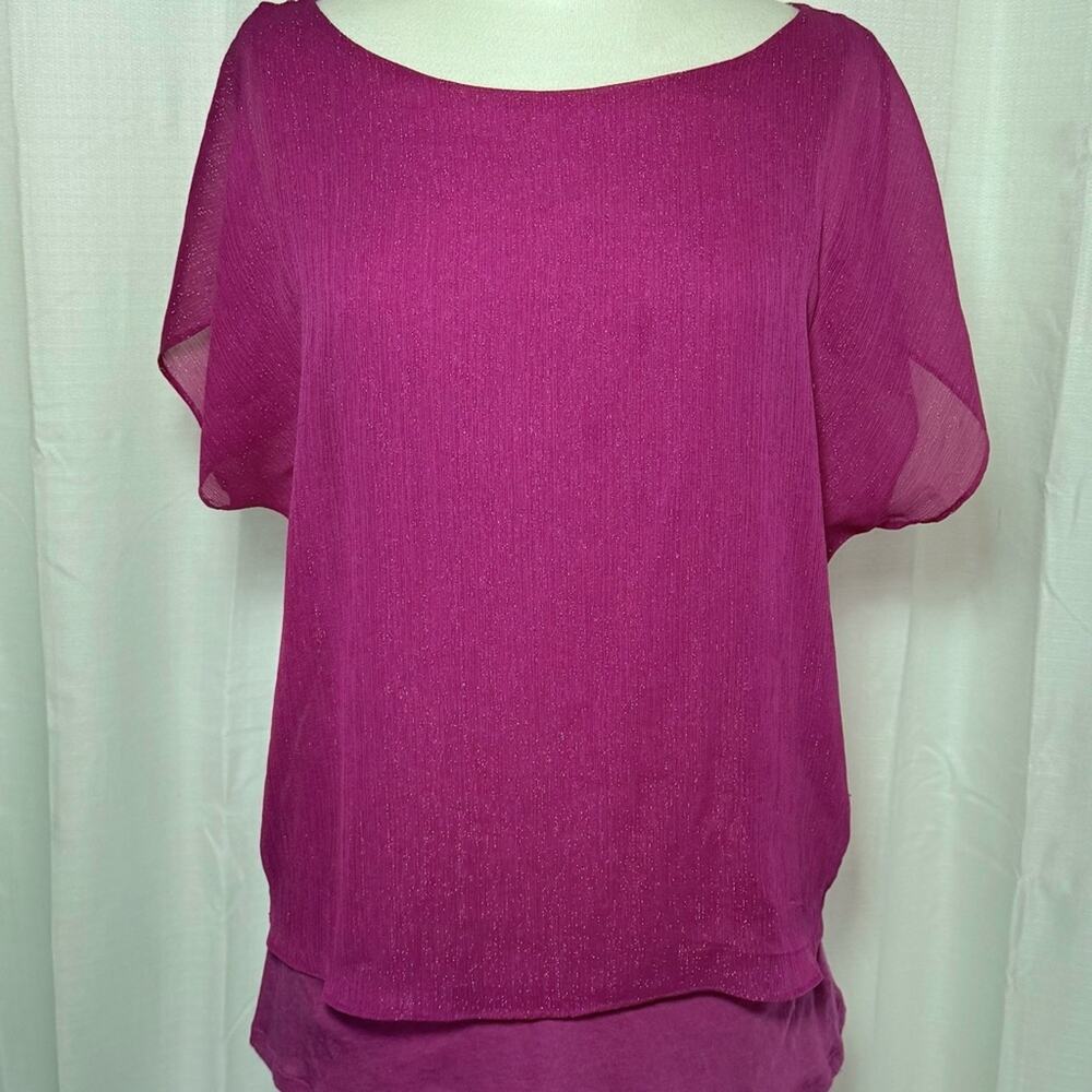Express Elegant Layered Magenta Women's Blouse